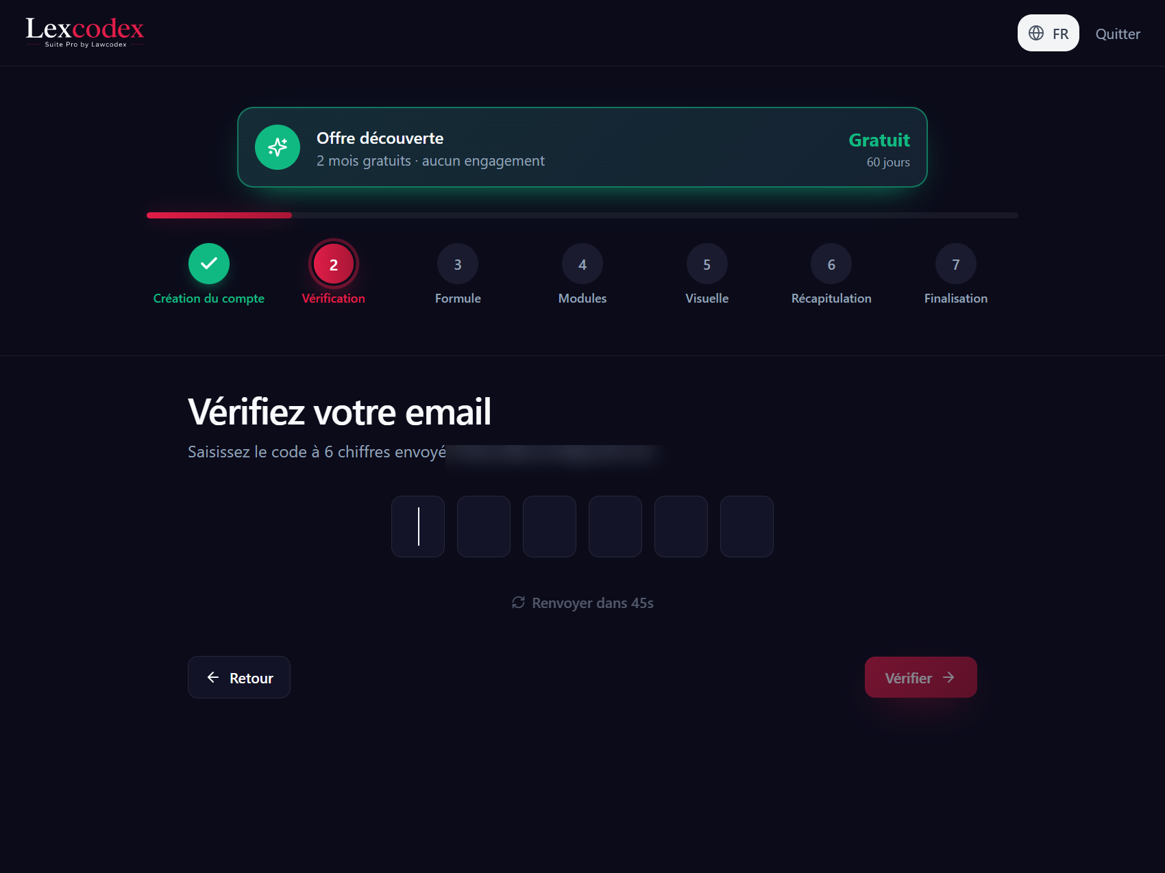 Vérification email