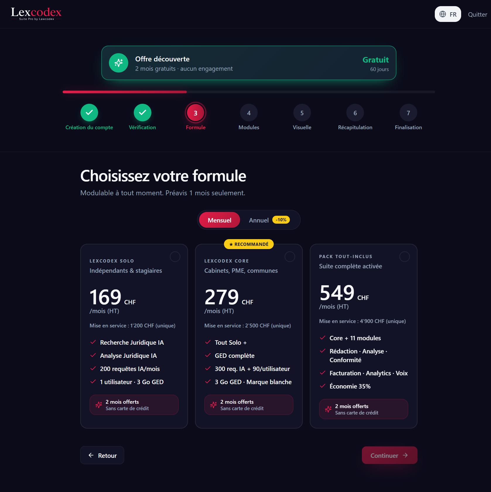 Choix de la formule